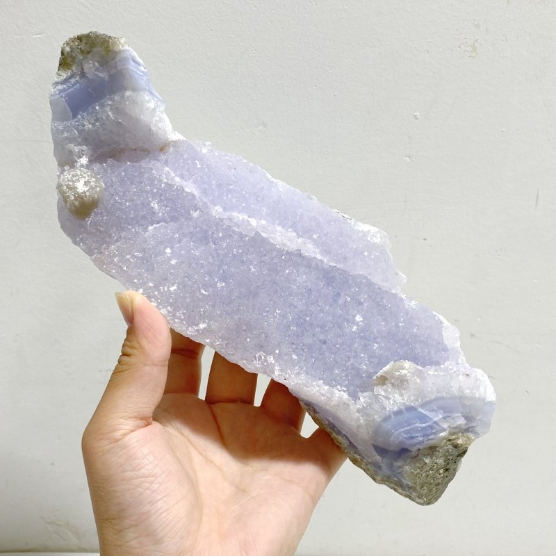 4 Pieces Large Geode Blue Chalcedony Druzy -Wholesale Crystals