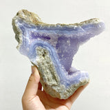 4 Pieces Large Geode Blue Chalcedony Druzy -Wholesale Crystals