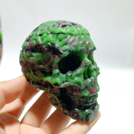 4 Pieces Ruby Zoisite Skull Carving - Wholesale Crystals