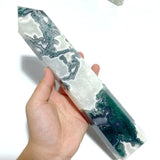 4 Pieces Tall Geode Druzy Moss Agate Tower Points - Wholesale Crystals