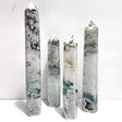 4 Pieces Tall Geode Druzy White Moss Agate Tower Points - Wholesale Crystals