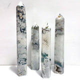 4 Pieces Tall Geode Druzy White Moss Agate Tower Points - Wholesale Crystals