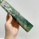 4 Pieces Tall Green Moss Agate Points -Wholesale Crystals