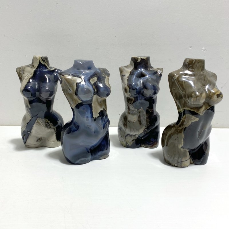 4 Pieces Volcano Agate Goddess Carving (UV - Reactive) - Wholesale Crystals