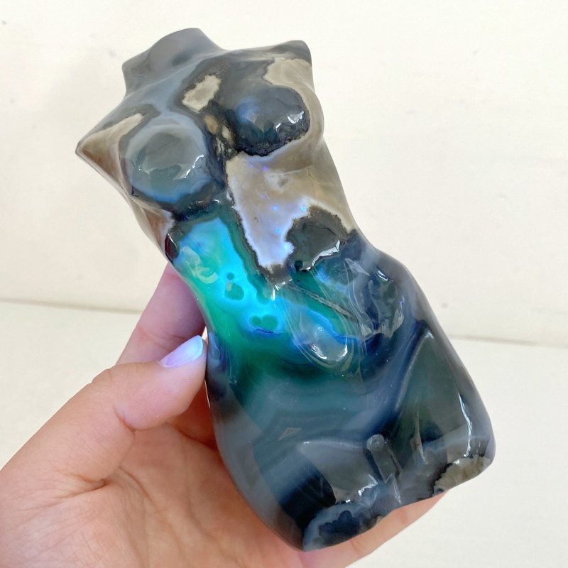 4 Pieces Volcano Agate Goddess Carving (UV - Reactive) - Wholesale Crystals