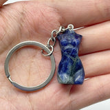 4 Types 3cm Goddess Carving Keychain Chevron Amethyst Opalite -Wholesale Crystals