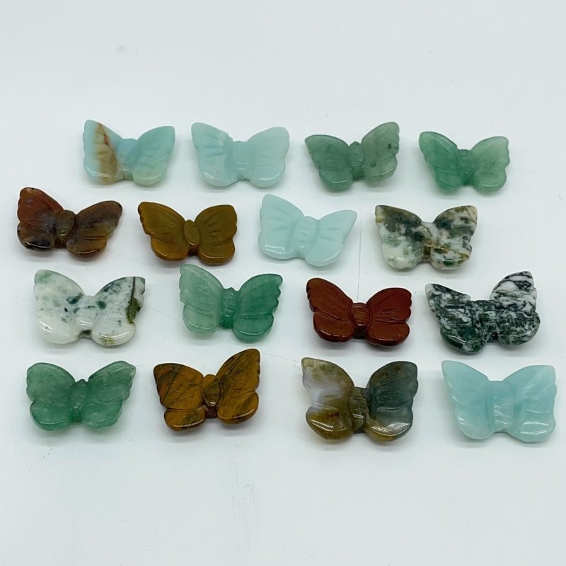 4 Types Mini Butterfly Carving Moss Agate Green Aventurine Wholesale -Wholesale Crystals