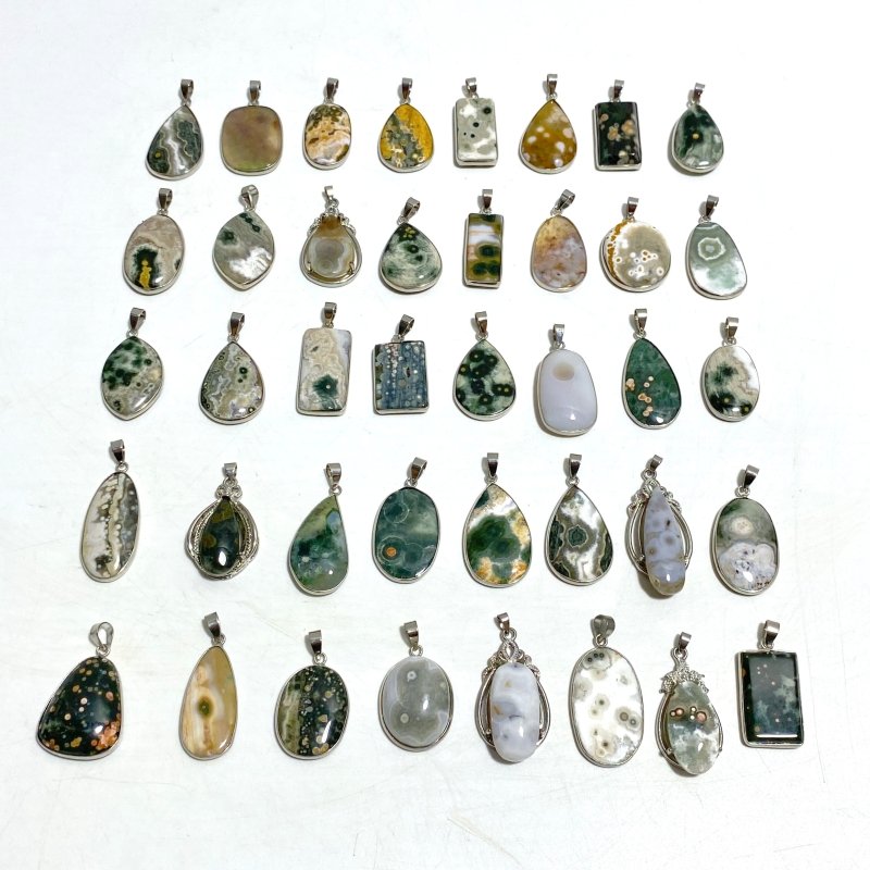 40 Pieces 8th Vein Ocean Japser Pendants -Wholesale Crystals