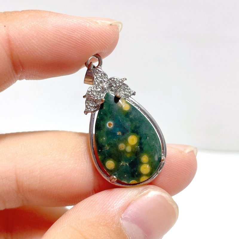 42 Pieces 8th Vein Ocean Japser Pendants - Wholesale Crystals