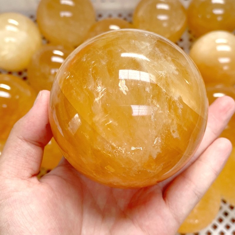 42 Pieces Yellow Calcite Spheres (Sea Freight Only) -Wholesale Crystals