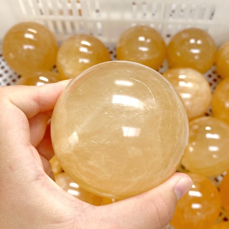 42 Pieces Yellow Calcite Spheres (Sea Freight Only) -Wholesale Crystals