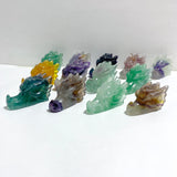 13 Pieces Rainbow Fluorite Dragon Head Carving