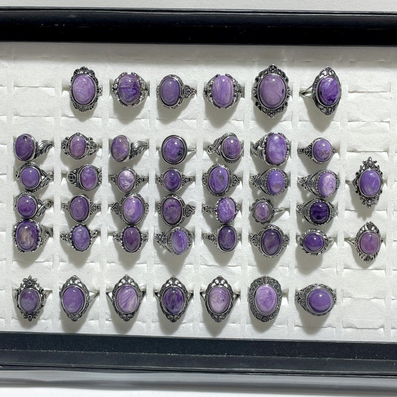 43 Pieces Charoite Different Styles Ring 5 - Wholesale Crystals