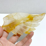 Golden Hematoid Quartz Heart Wing Carving With Stand Fire Quartz