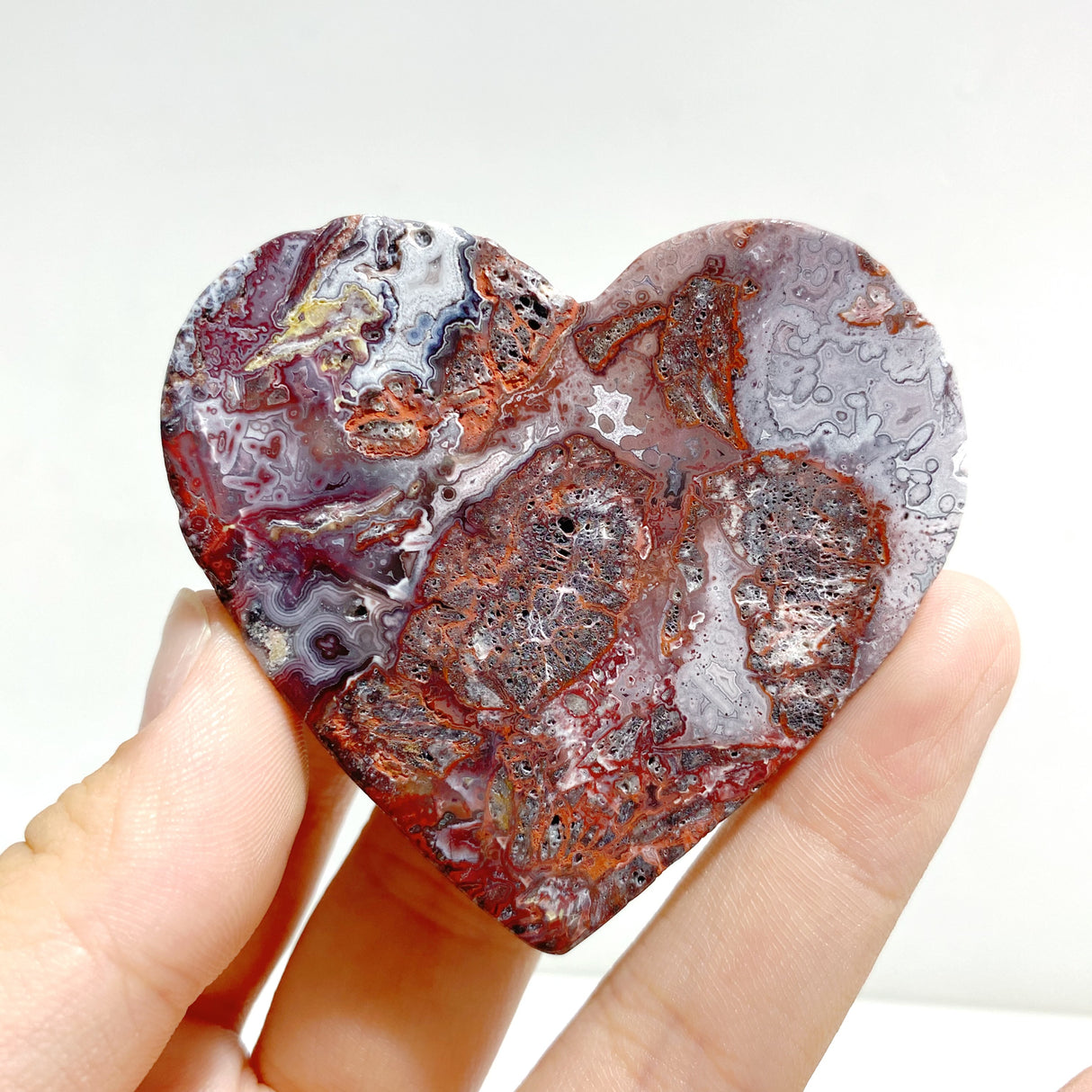 Unique Morocco Agate Heart Wing Carving With Stand