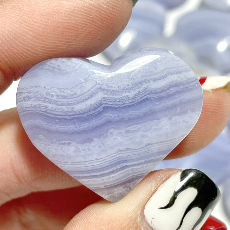 45 Pieces High Quality Blue Lace Agate Heart - Wholesale Crystals