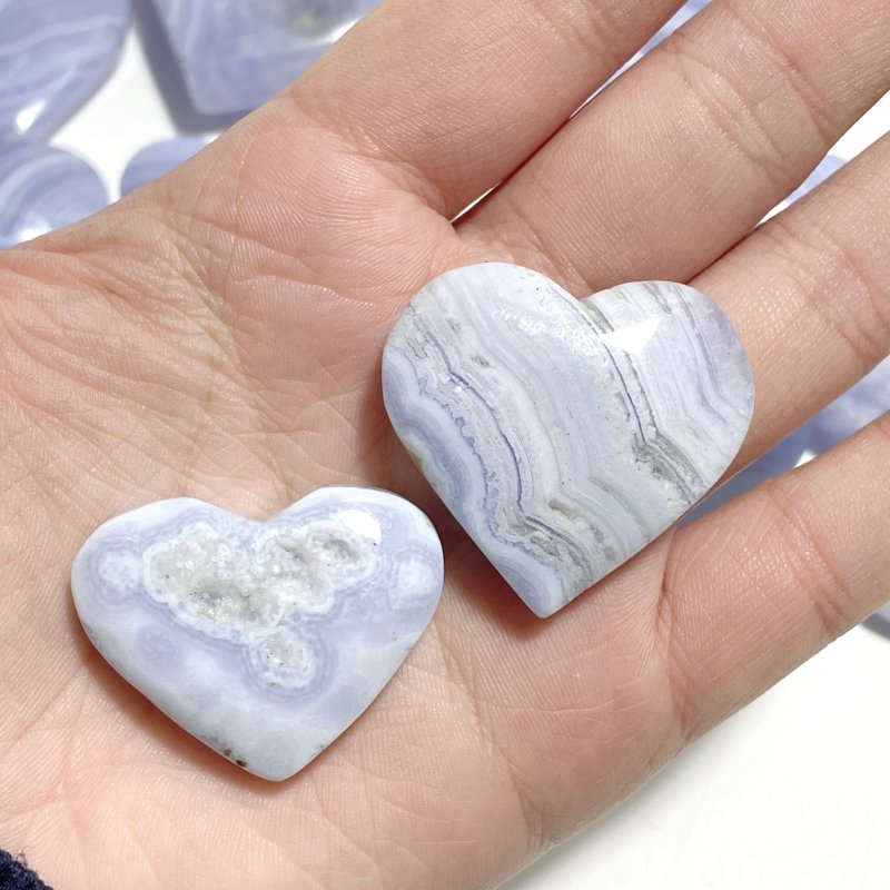 45 Pieces High Quality Blue Lace Agate Heart - Wholesale Crystals