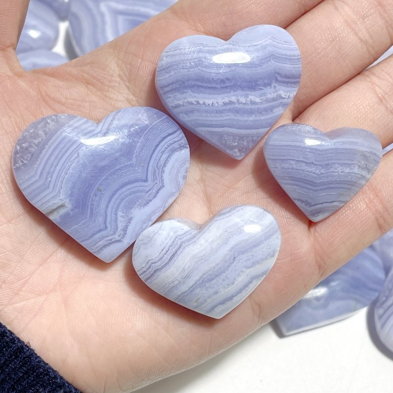 45 Pieces High Quality Blue Lace Agate Heart - Wholesale Crystals