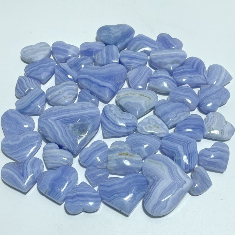 45 Pieces High Quality Blue Lace Agate Heart - Wholesale Crystals