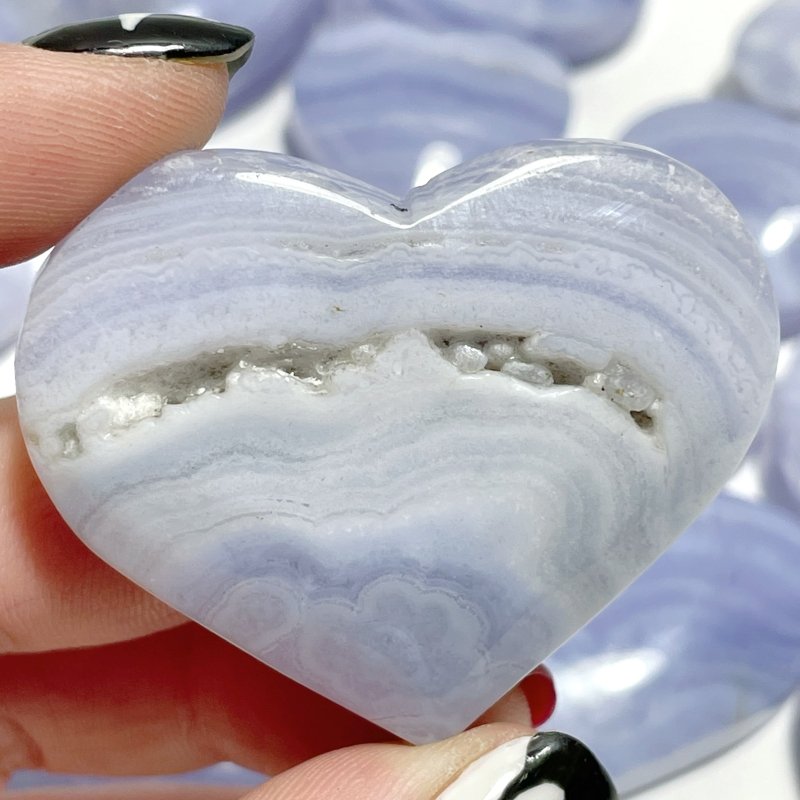 45 Pieces High Quality Blue Lace Agate Heart - Wholesale Crystals