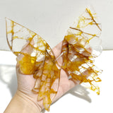 Golden Hematoid Quartz Fire Quartz Butterfly Wing Carving With Stand