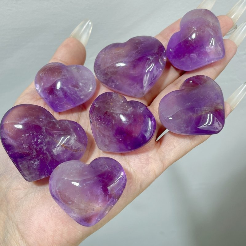 46 Pieces Small Amethyst Heart - Wholesale Crystals