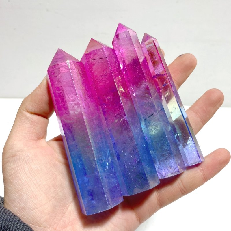 47 Pieces Aura Clear Quartz Point Clearance - Wholesale Crystals