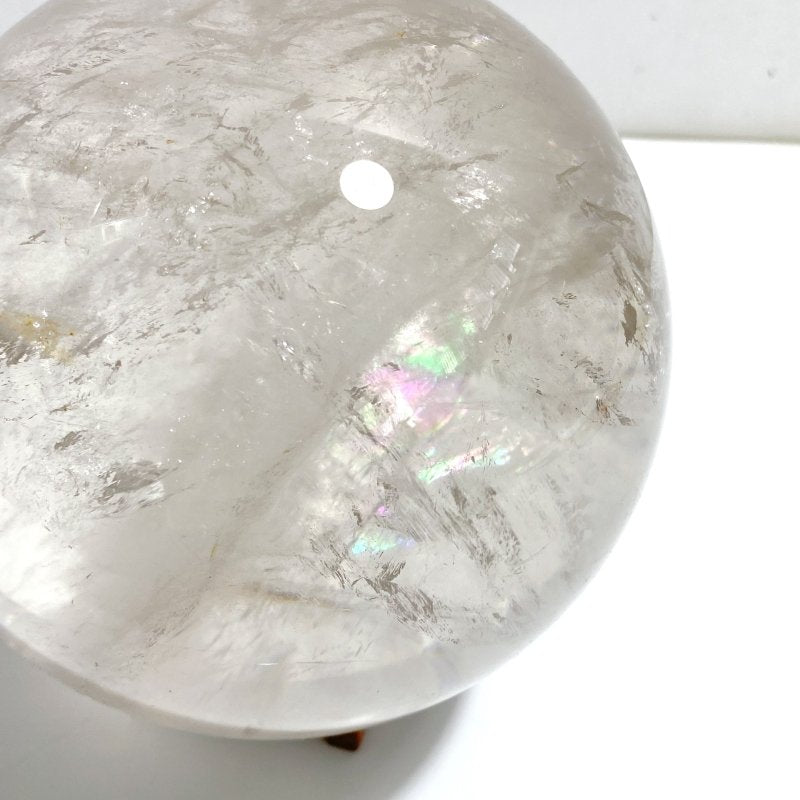 4.7in Large Clear Quartz Sphere With Rainbow - Wholesale Crystals