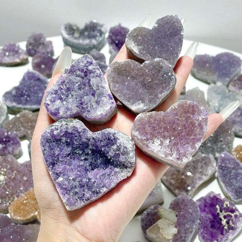 49 Pieces Beautiful Amethyst Cluster Heart - Wholesale Crystals