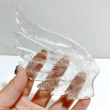 Clear Quartz Heart Wing Carving With Stand