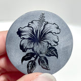 4cm Black Obsidian Hawaiian Flowers Engraved Round Slices DIY Wholesale - Wholesale Crystals