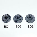 4cm Black Obsidian Hawaiian Flowers Engraved Round Slices DIY Wholesale - Wholesale Crystals