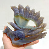 Beautiful Geode Druzy Agate Nine-tailed Fox Carving #7