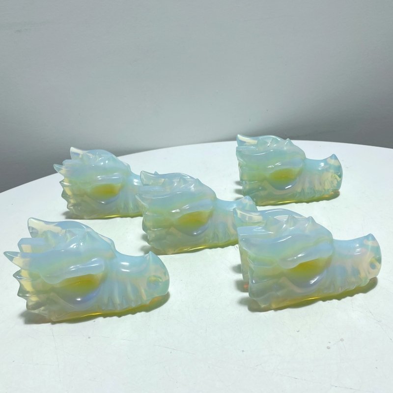 4in White Opalite Dragon Head Carving Wholesale - Wholesale Crystals