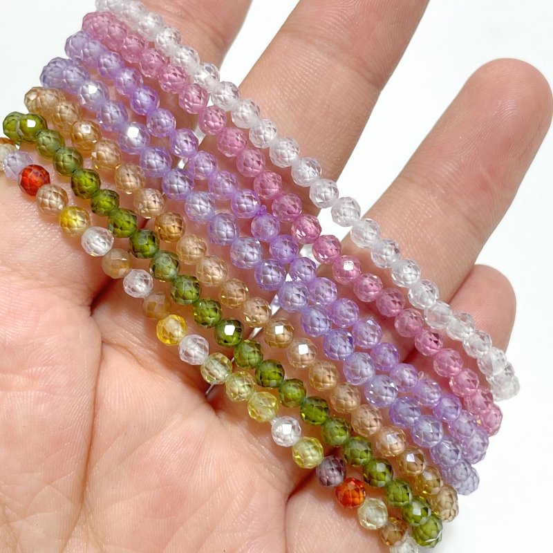 4MM Cut Faceted Cubic Zirconia Bracelet Wholesale - Wholesale Crystals