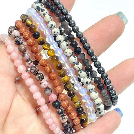 4MM Mini Beads Bracelet Wholesale Opalite Hematite Tiger Eye - Wholesale Crystals