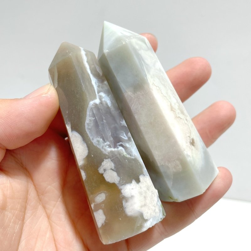 5 - 9CM Green Sakura Flower Agate Tower Point Wholesale - Wholesale Crystals