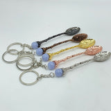 5 Colors Coffee Spoon Keychain With Blue Lace Agate Sphere Wholesale -Wholesale Crystals