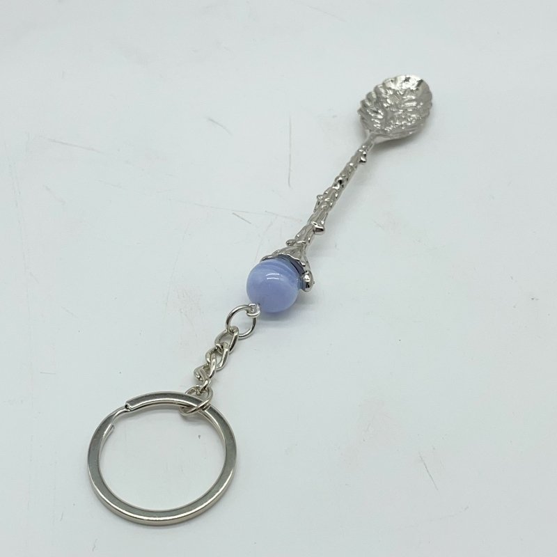 5 Colors Coffee Spoon Keychain With Blue Lace Agate Sphere Wholesale -Wholesale Crystals