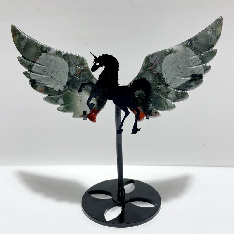 5 Pairs Africa Blood Stone Pegasus Wing Carving With Stand - Wholesale Crystals