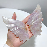 5 Pairs Amethyst Mixed Stripe Agate Butterfly Wing Carving With Stand - Wholesale Crystals