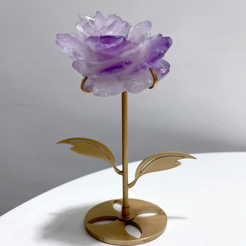 5 Pairs Beautiful Amethyst Flower Carving With Stand - Wholesale Crystals