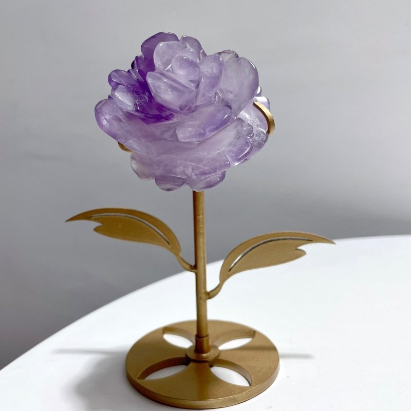 5 Pairs Beautiful Amethyst Flower Carving With Stand - Wholesale Crystals