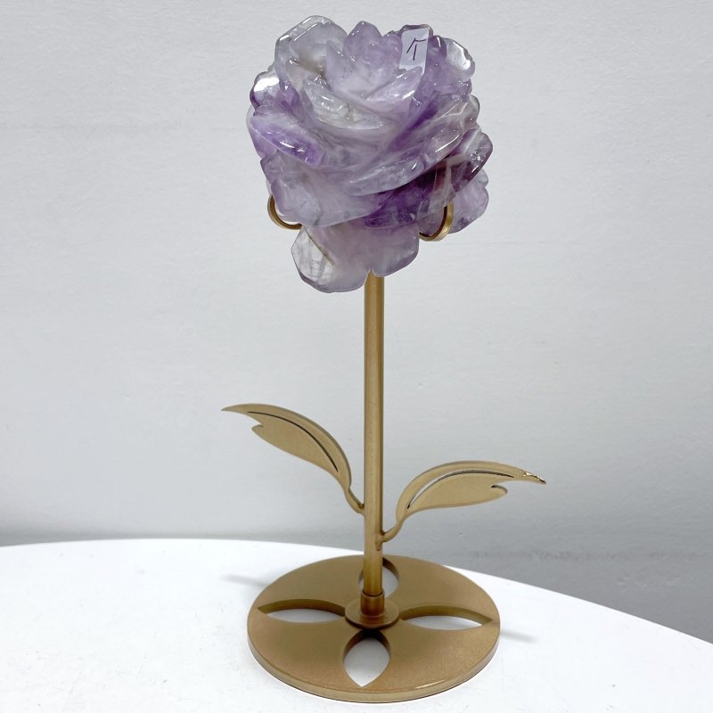 5 Pairs Beautiful Amethyst Flower Carving With Stand - Wholesale Crystals