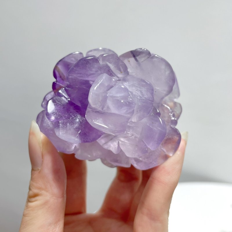 5 Pairs Beautiful Amethyst Flower Carving With Stand - Wholesale Crystals