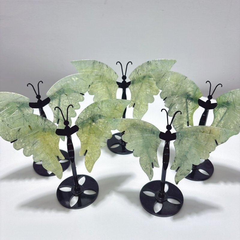 5 Pairs Beautiful Prehnite Butterfly Wing With Stand - Wholesale Crystals