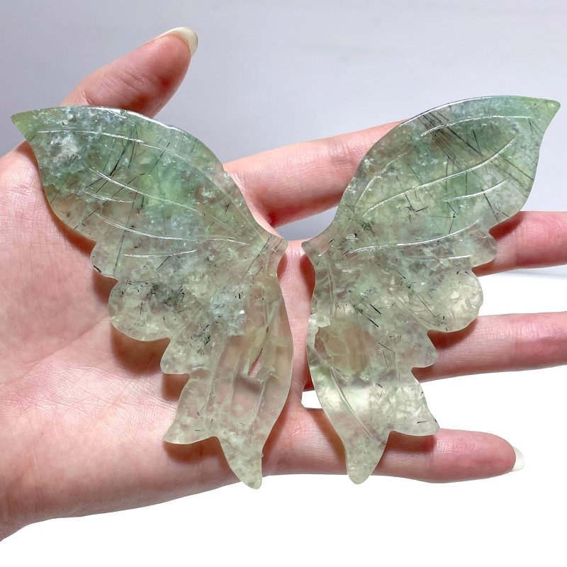 5 Pairs Beautiful Prehnite Butterfly Wing With Stand - Wholesale Crystals