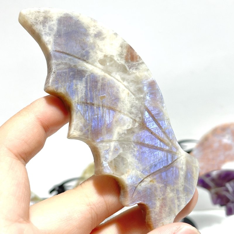 5 Pairs Flying Dragon Wing With Stand Chevron Amethyst Pink Agate - Wholesale Crystals