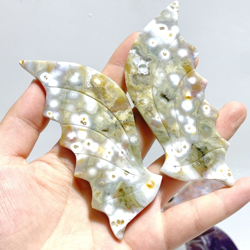 5 Pairs Flying Dragon Wing With Stand Chevron Amethyst Pink Agate - Wholesale Crystals