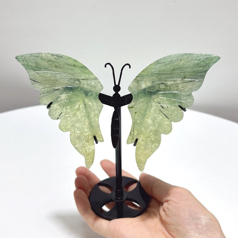 5 Pairs Prehnite Butterfly Wing With Stand - Wholesale Crystals